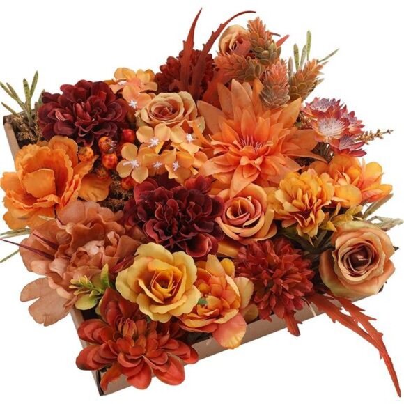 25pcs Artificial Real Looking Red Silk Flowers Combo with Stems (Orange) - Picture 1 of 6